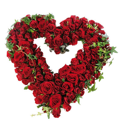 Åpent hjerte med røde roser M